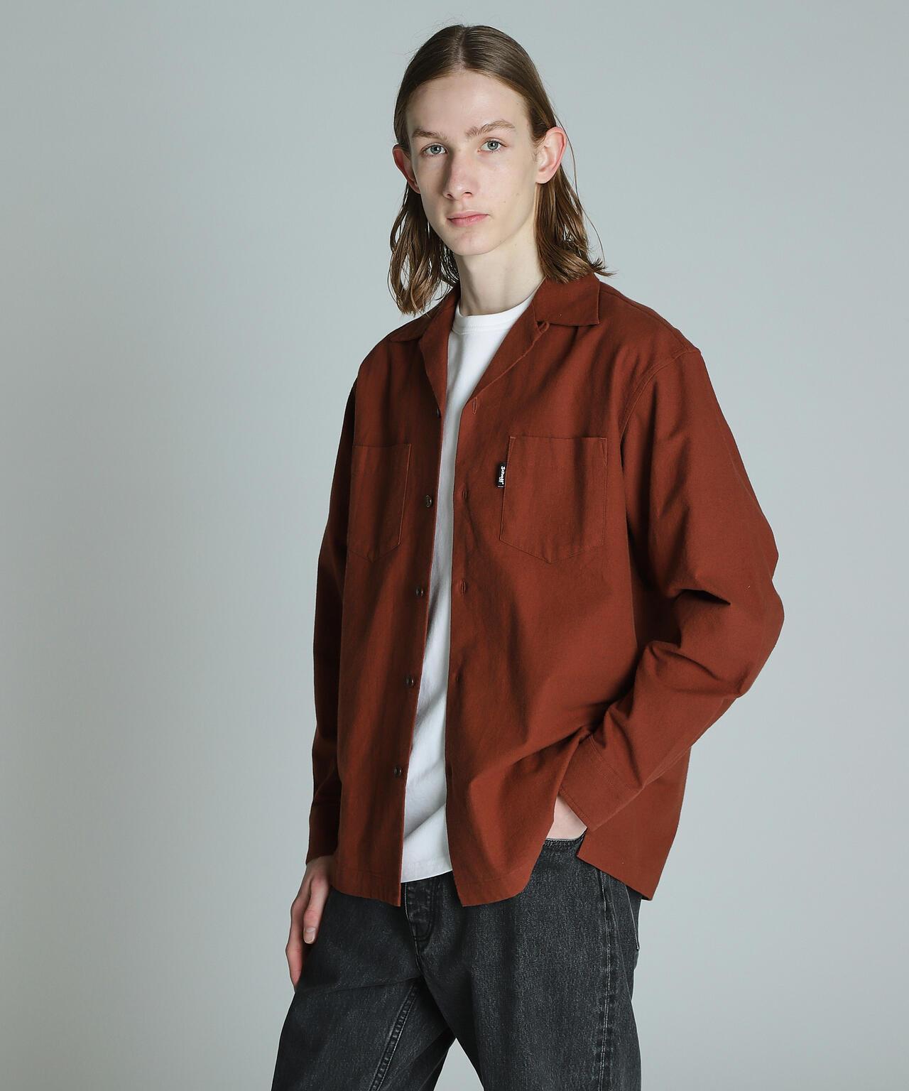 LS NEL SHIRT PLAIN/純色絨布襯衫