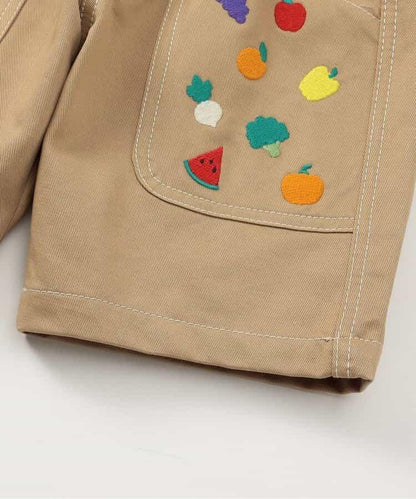水果和蔬菜刺繡半褲 5分褲
