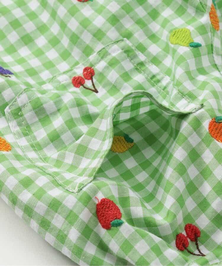 水果和蔬菜刺繡格子褲 5分褲