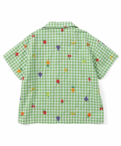 水果和蔬菜刺繡格子襯衫