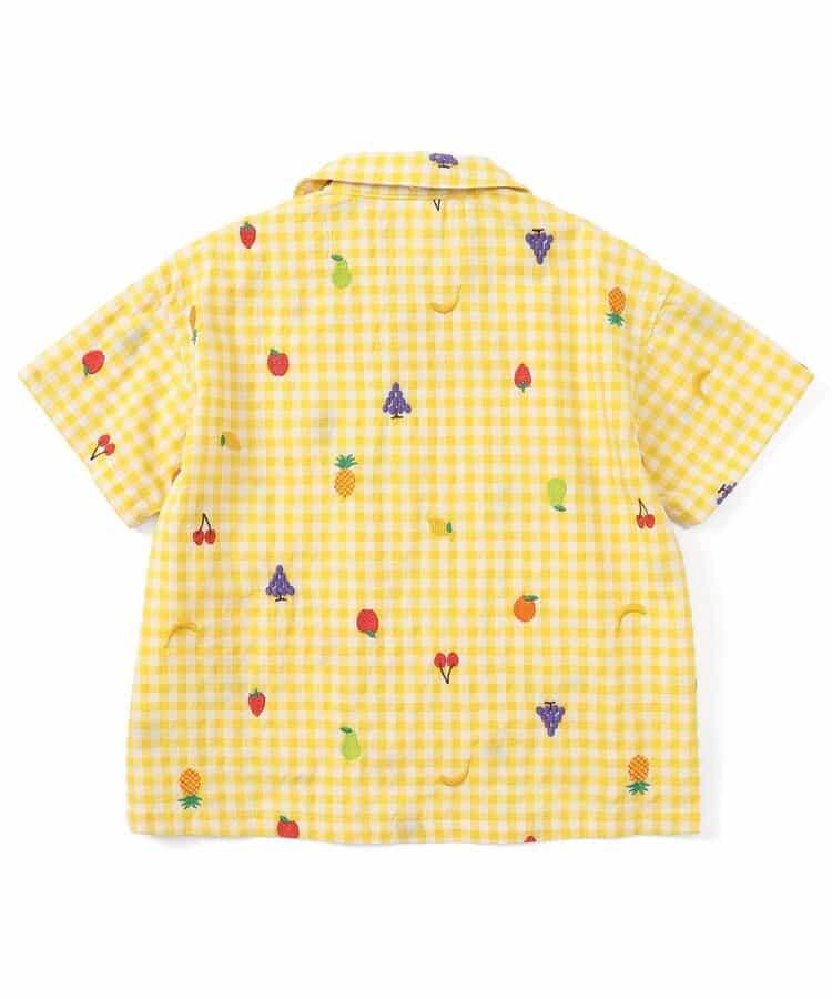水果和蔬菜刺繡格子襯衫
