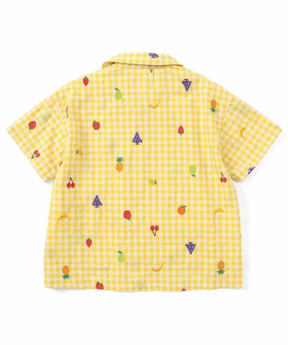 水果和蔬菜刺繡格子襯衫