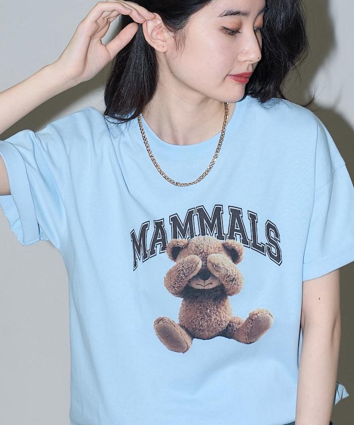 大學風熊動物印花T恤