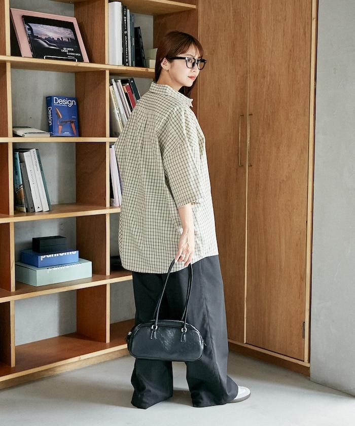 聯名 一點刺繡格子短袖襯衫