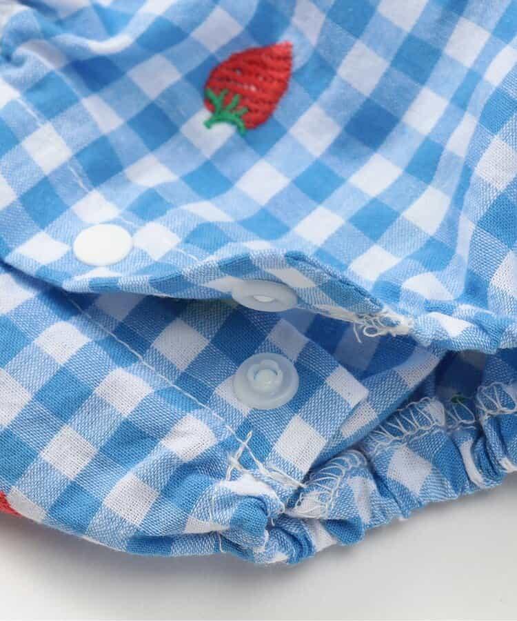 水果和蔬菜刺繡格紋2WAY短褲