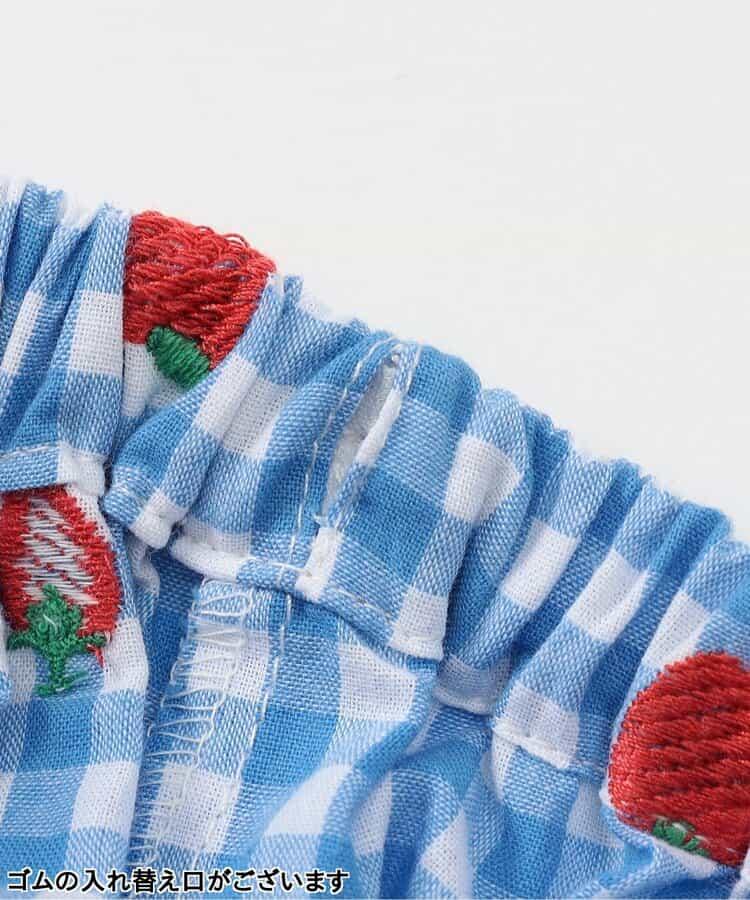 水果和蔬菜刺繡格紋2WAY短褲