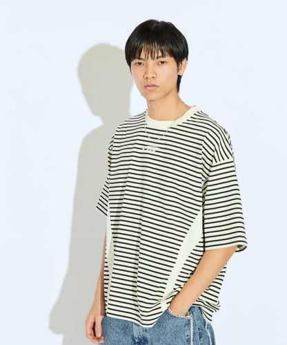 【Neucon/ニューコン】刺繡條紋半袖T恤