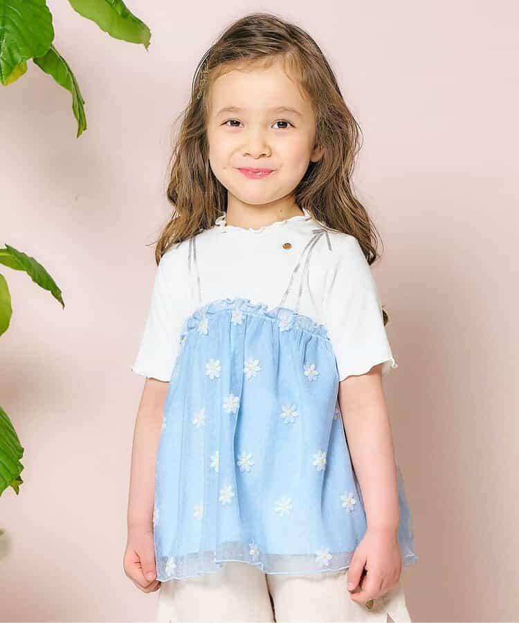 花朵刺繡拼接蕾絲上衣