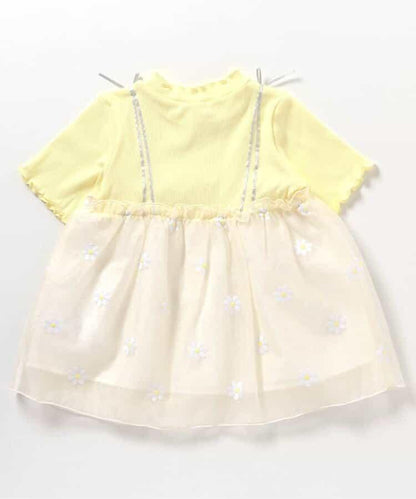 花朵刺繡拼接蕾絲上衣