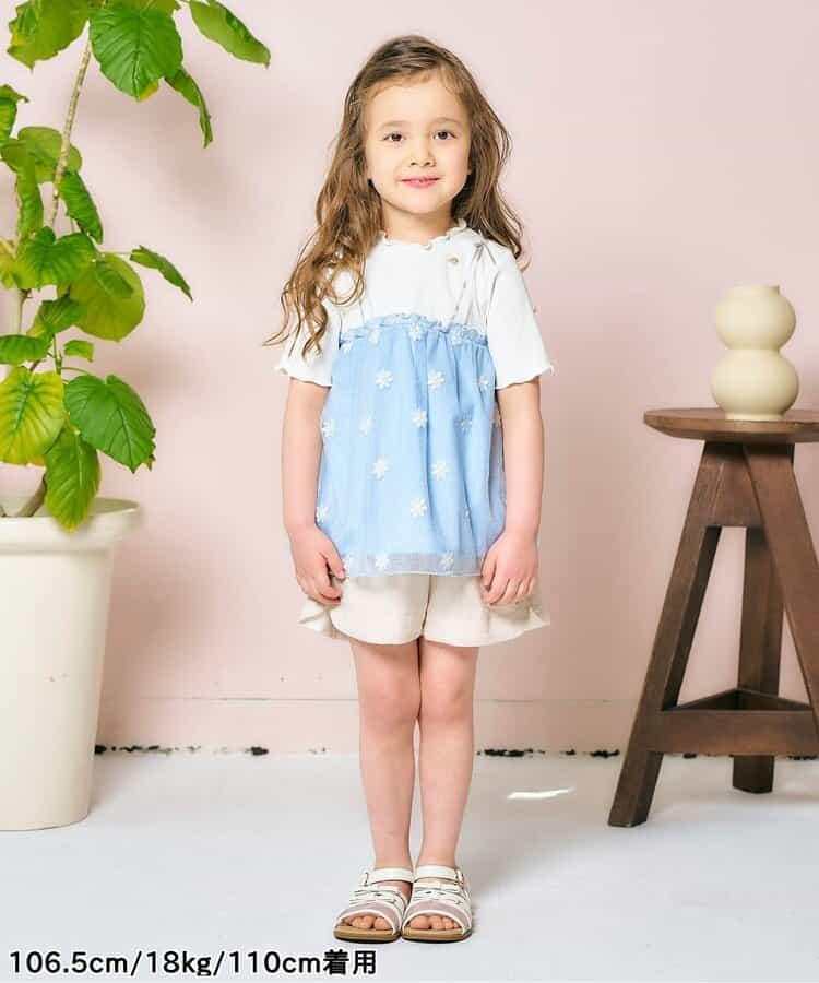 花朵刺繡拼接蕾絲上衣