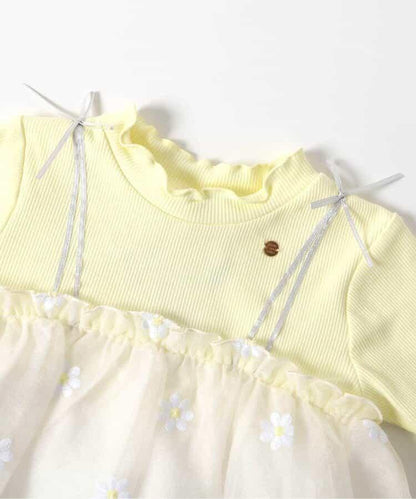 花朵刺繡拼接蕾絲上衣