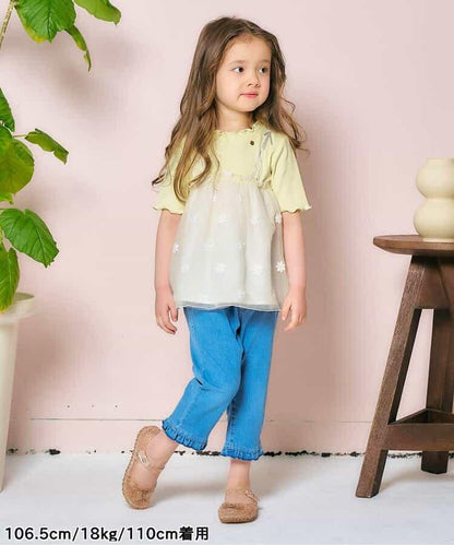 花朵刺繡拼接蕾絲上衣