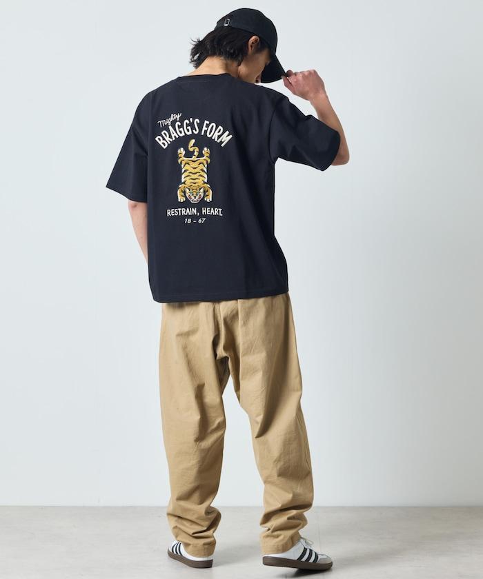 大尺寸設計背部刺繡圓領T恤 / TIGER