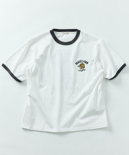 大尺寸設計背部刺繡圓領T恤 / TIGER