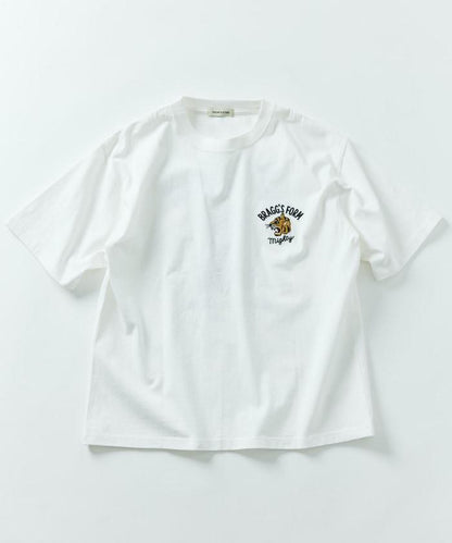 大尺寸設計背部刺繡圓領T恤 / TIGER