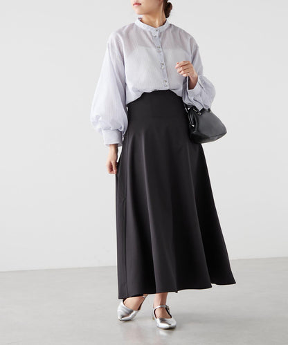 6色系、立領泡泡袖透視蕾絲襯衫