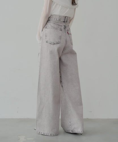 【3尺碼展開】口袋刺繡中腰直筒寬鬆牛仔褲