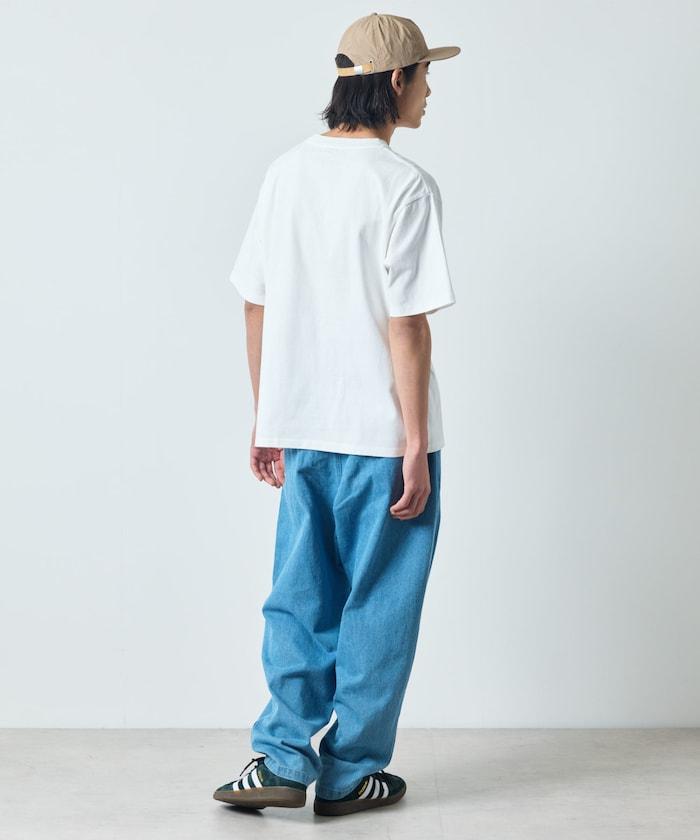 大尺寸 印花裝飾 圓領 帶口袋T恤