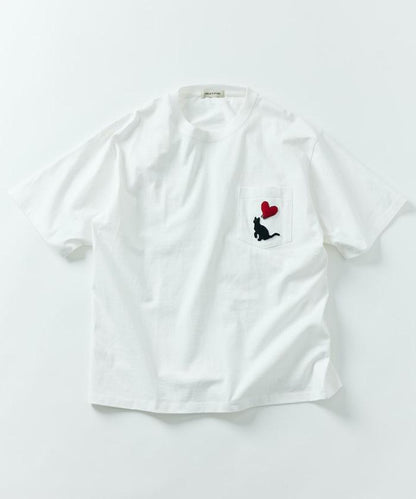 大尺寸 印花裝飾 圓領 帶口袋T恤