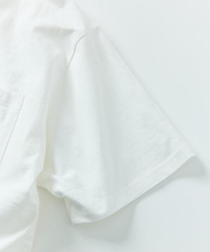 大尺寸 印花裝飾 圓領 帶口袋T恤