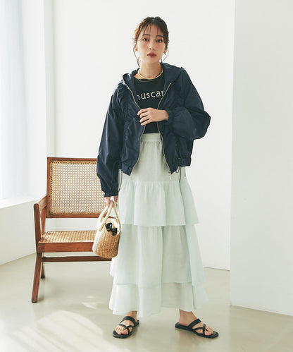 亞麻打褶裙