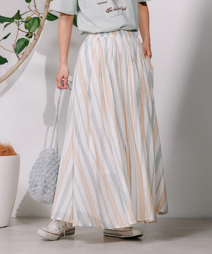 印度多色條紋飄擺裙