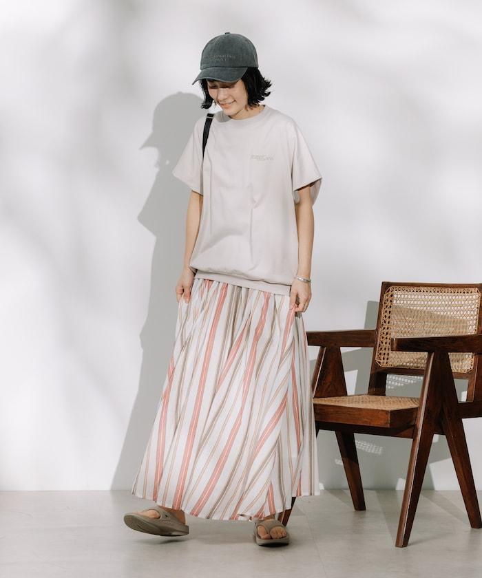 印度多色條紋飄擺裙