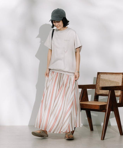 印度多色條紋飄擺裙