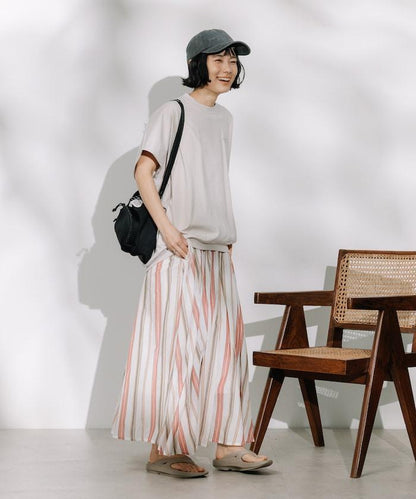 印度多色條紋飄擺裙