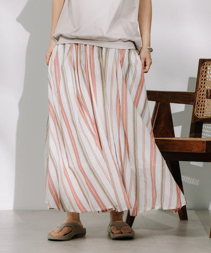 印度多色條紋飄擺裙