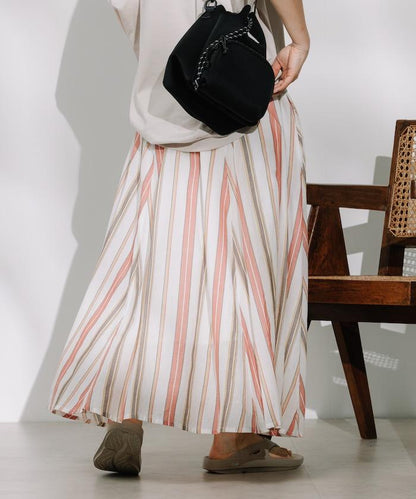 印度多色條紋飄擺裙