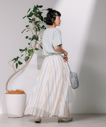 印度多色條紋飄擺裙