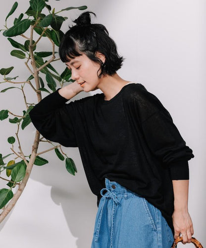 亞麻混紡針織套頭衫