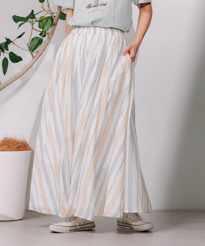 印度多色條紋飄擺裙