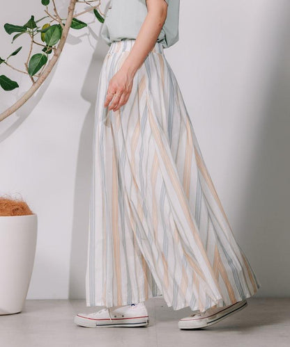 印度多色條紋飄擺裙