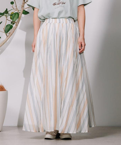 印度多色條紋飄擺裙