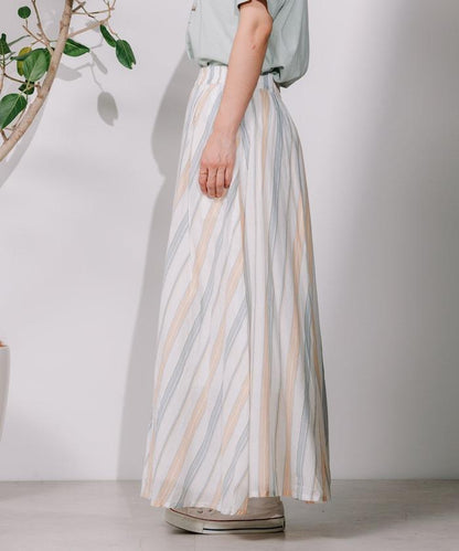 印度多色條紋飄擺裙