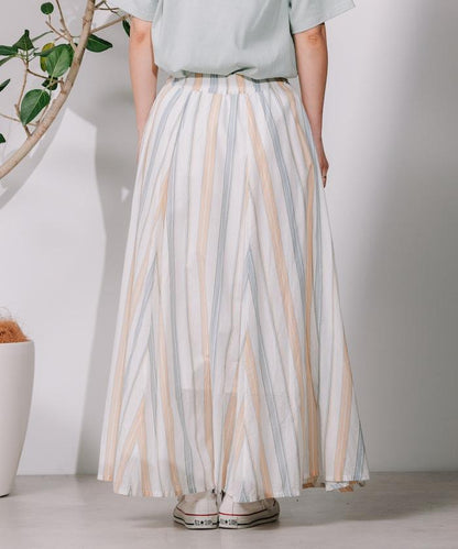 印度多色條紋飄擺裙