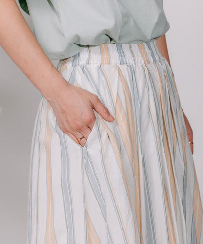 印度多色條紋飄擺裙