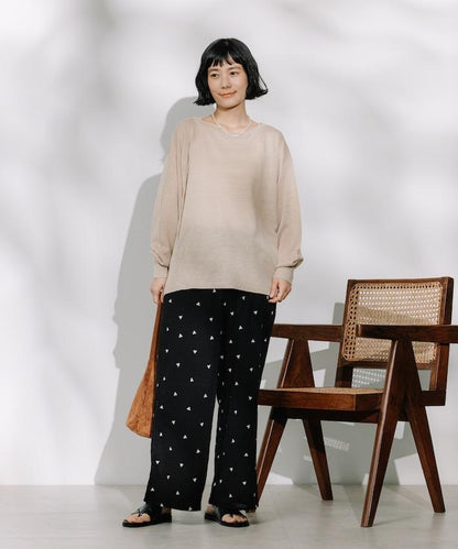 亞麻混紡針織套頭衫