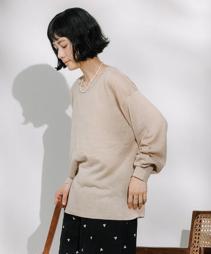 亞麻混紡針織套頭衫