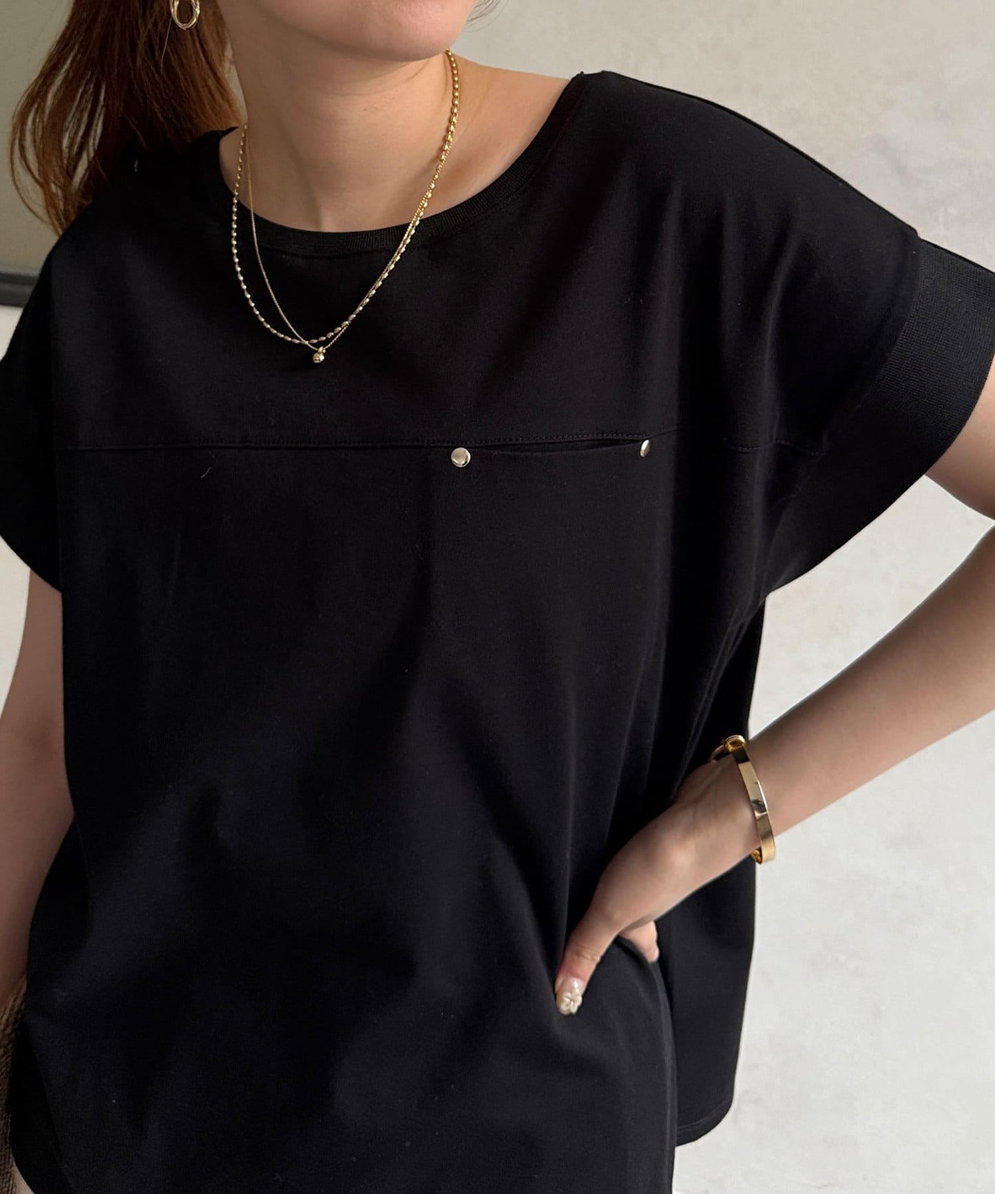 功能素材袖口織帶法式T-shirt