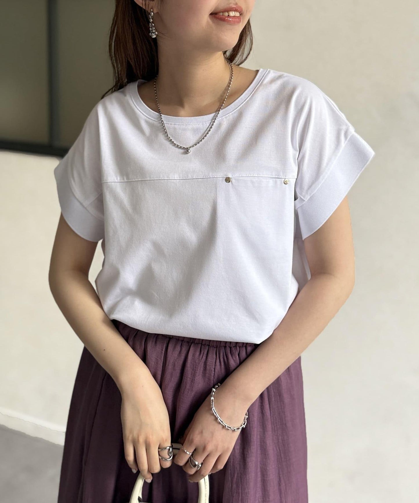 功能素材袖口織帶法式T-shirt