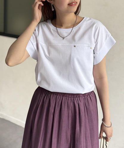 功能素材袖口織帶法式T-shirt