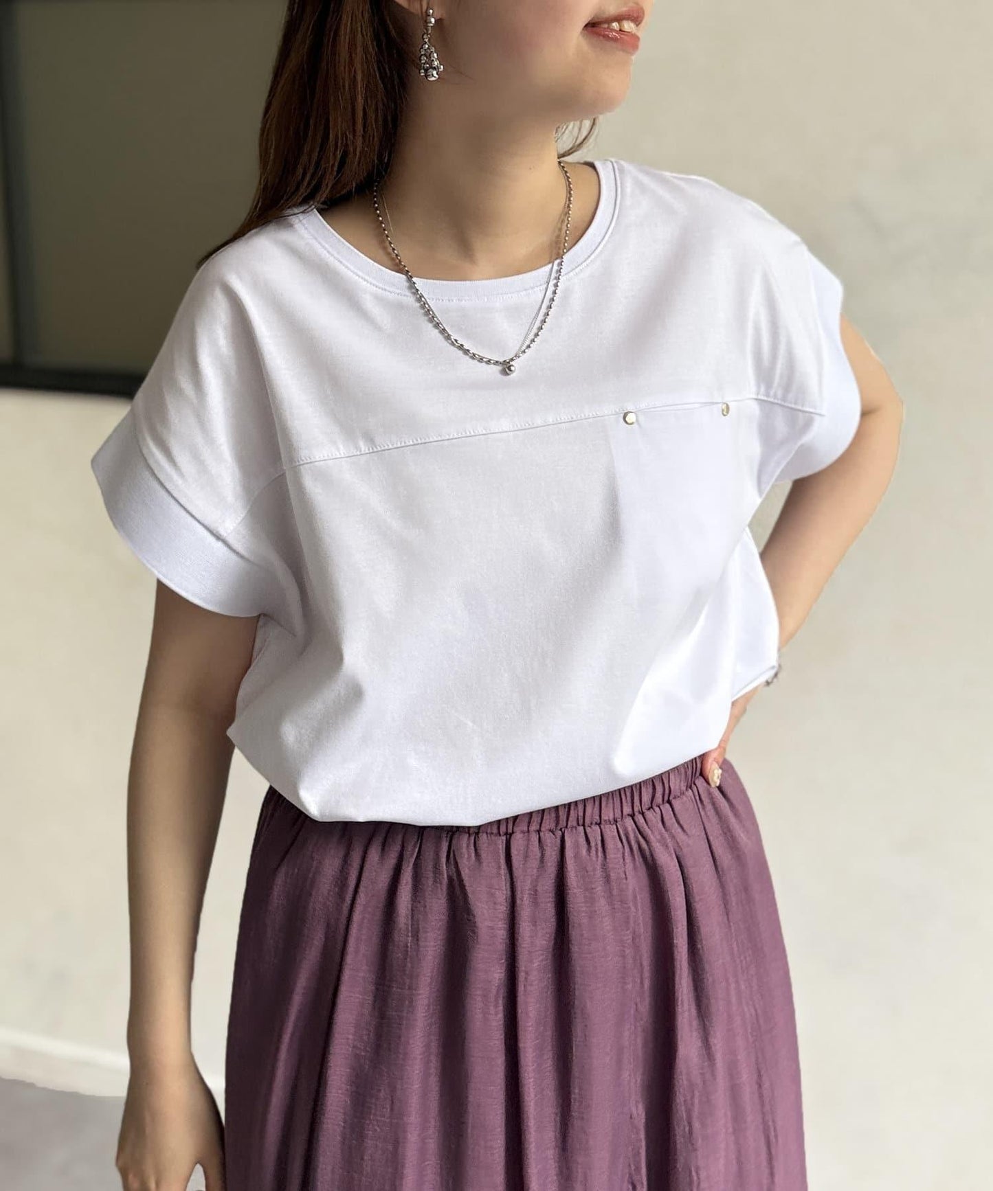 功能素材袖口織帶法式T-shirt