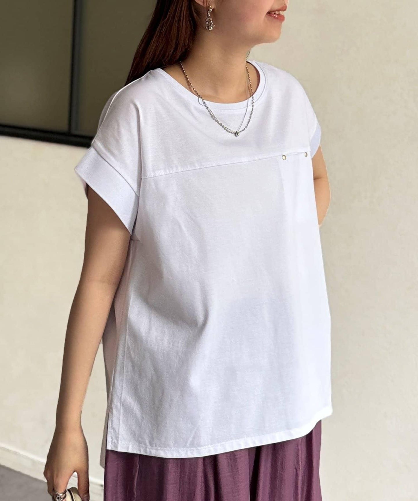 功能素材袖口織帶法式T-shirt