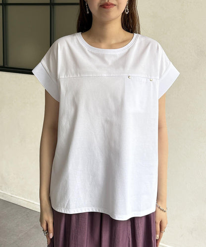 功能素材袖口織帶法式T-shirt