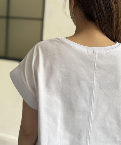 功能素材袖口織帶法式T-shirt