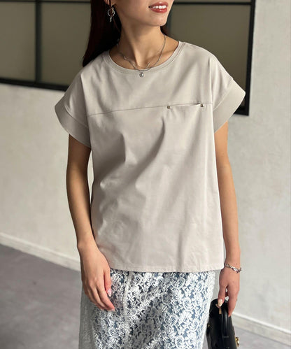 功能素材袖口織帶法式T-shirt