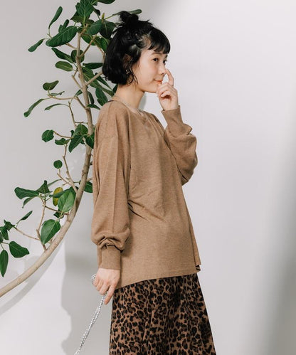 亞麻混紡針織套頭衫